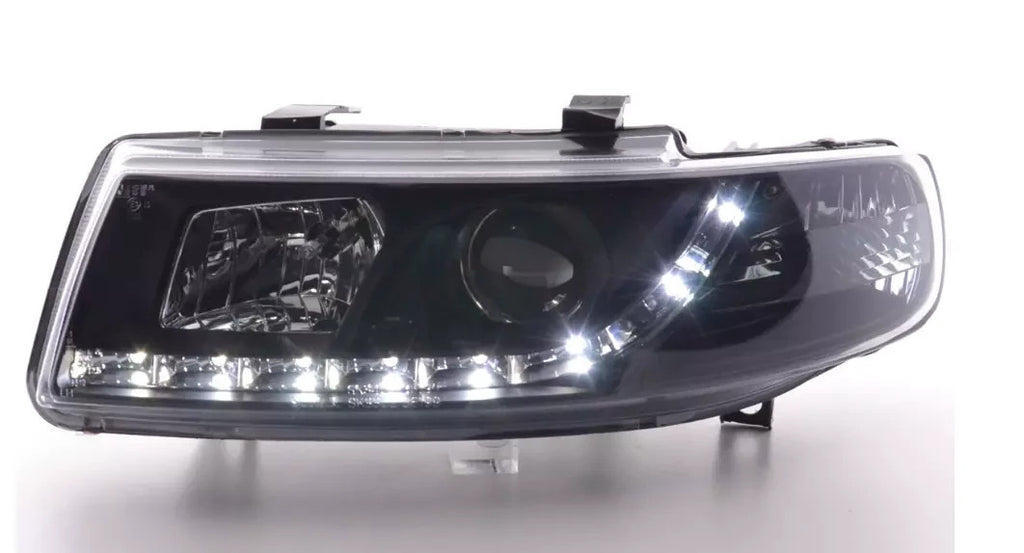 FKA Aftermarket LED DRL Headlights Seat Leon 1 MK1 Toledo 1M 97-05 black LHD
