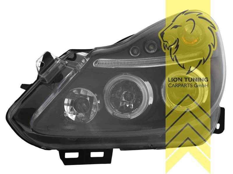 LTG Pair LED DRL Halo Lightbar Headlights Opel Corsa D 06-10 Black LHD