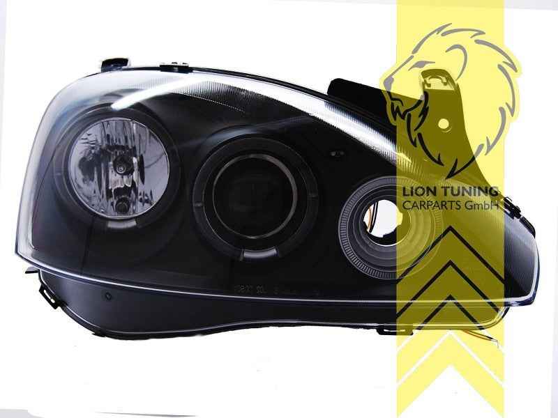 LTG Pair LED DRL Halo Ring Headlights Opel Corsa C Combo C 00-12 FL black LHD
