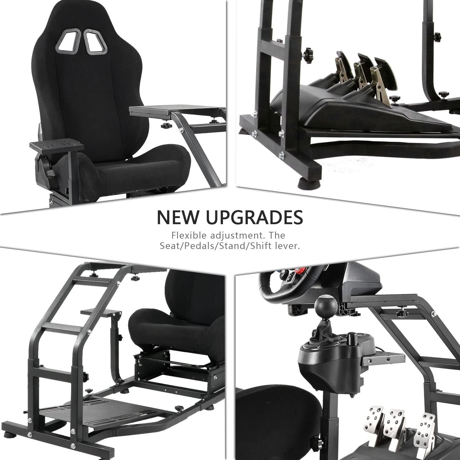 LUXE Driving Sim Racing Wheel Frame + Bucket Seat For Wheel & Pedals + Shifter