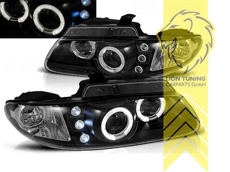 LTG LED Halo Ring DRL Headlights Chrysler Voyager 3 GS 95-01 Black EXPORT ONLY