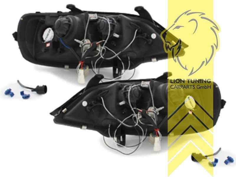 LTG Pair LED DRL Halo Ring Headlights Opel Astra G CC F67 98-04 black LHD