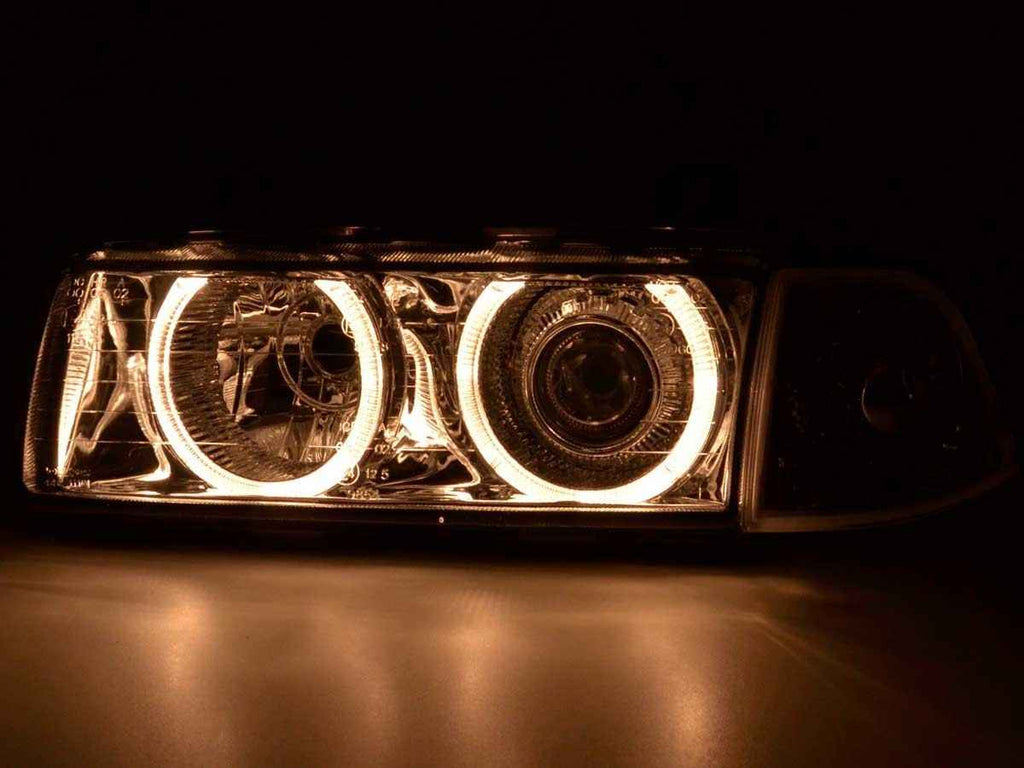FKA Pair Xenon Angel Eyes Headlights E36 92-98 chrome DEPO Universal RHD LHD