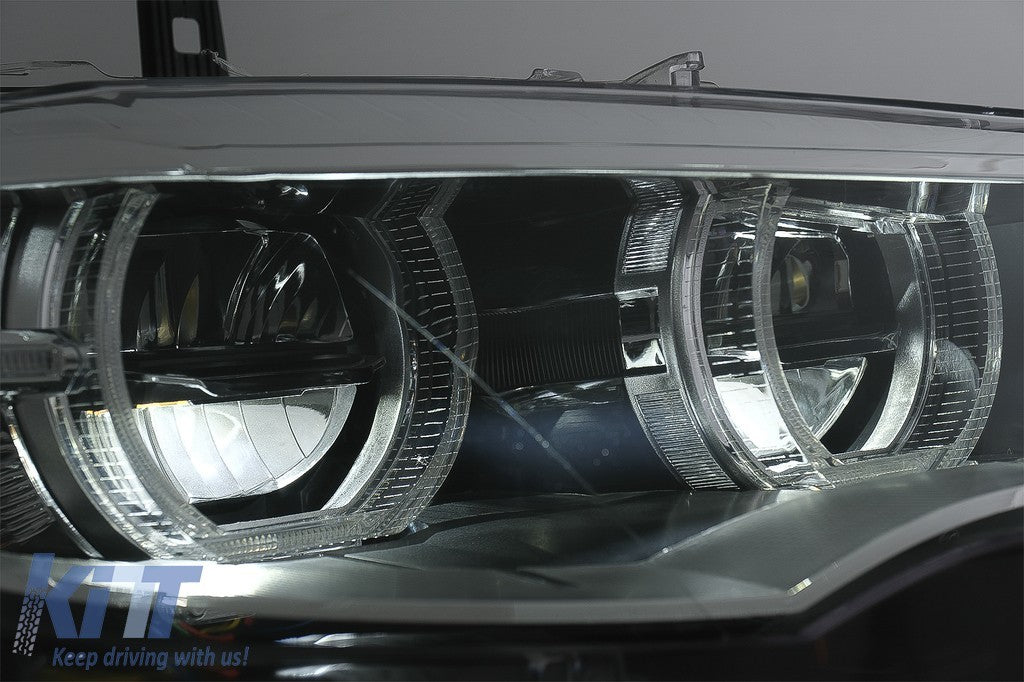 KT Pair LED DRL Headlights  Xenon Angel Eyes 3D Dual Halo BMW X6 E71 08-12 LHD