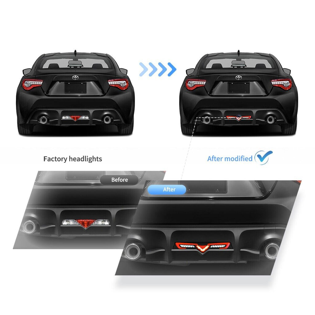 VLAND 12-21 FR-S BRZ GT86 1 MK1 1st Gen ZN6 ZC6 LED Rear Bumper Lower Reverse SMOKE