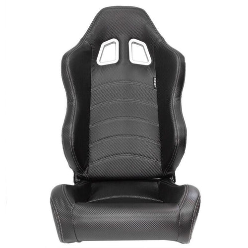 Auto-Style x1 Universal Carbon Fibre Weave Bucket Seat Black Synthetic leather +slides