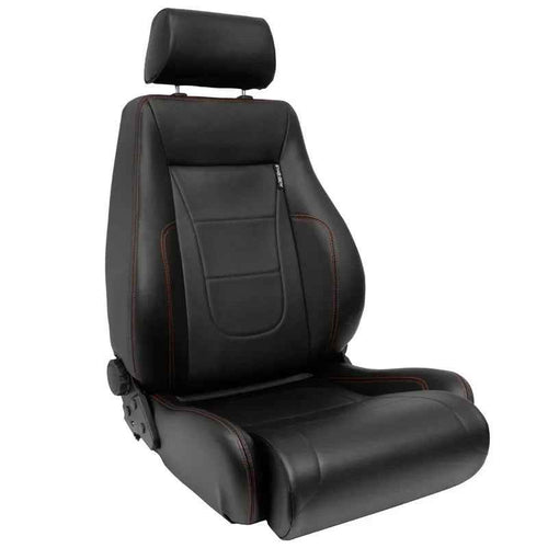 ATST x1 Retro Universal Classic Bucket Seat Black Synth Red Stitch + slides