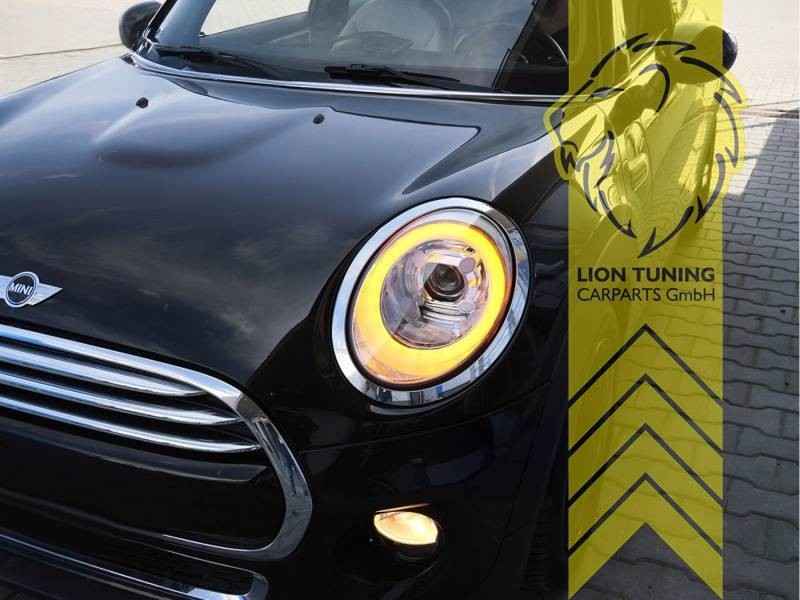 LT 2026 LED DRL Lightbar Halo Ring Headlights Mini F55 F56 F57 JCW Black LHD