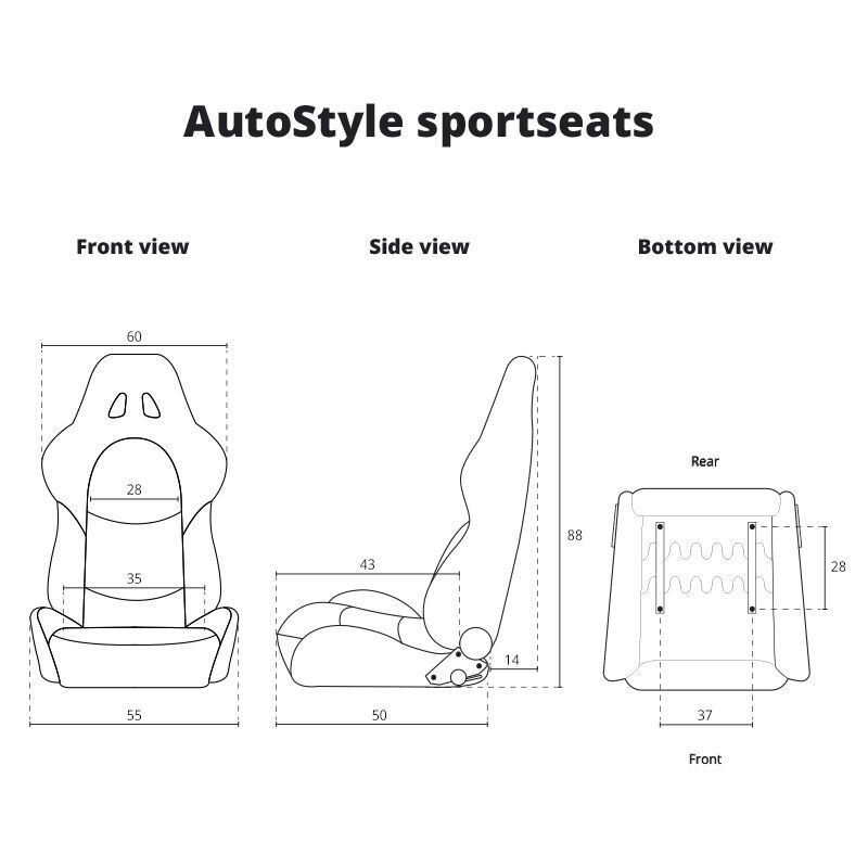 ATS x1 Luxe Fixed Hard Back Paintable Universal Sports Bucket Seat Black Red Diamond Stitch Alcantara