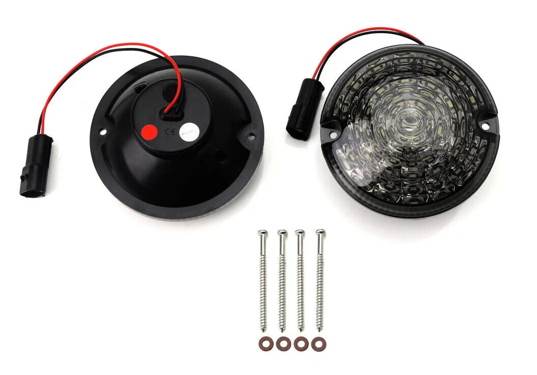 95mm NAS Rear LED Lamp Rear Lights Smoked Lens Kit Black Land Rover Defender LD