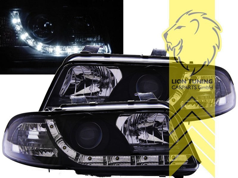 LT Pair LED DRL Lightbar Headlights Audi A4 B5 8D 94+ Limousine Avant black LHD