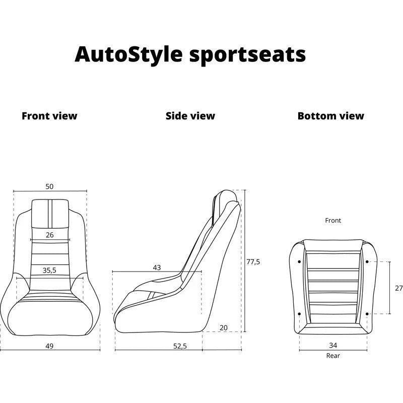 ATST x1 RS Universal Classic Bucket Seats Black Grey Synth leather + slides