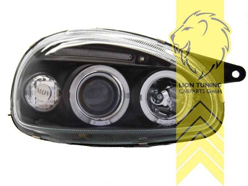 LTG Pair LED DRL Halo Ring Headlights Opel Corsa B Combo B 71 93-01 Black LHD