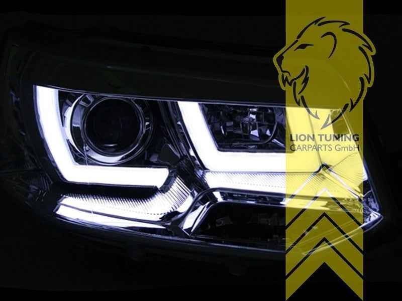 LTG Pair LED DRL U-Tube Headlights VW T5 Transporter FL T5.1 09-15 Bus black LHD