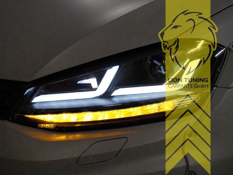 LT OSRAM Pair FULL LED DRL Headlights VW Golf 7 Limo Variant 12-17 black LHD