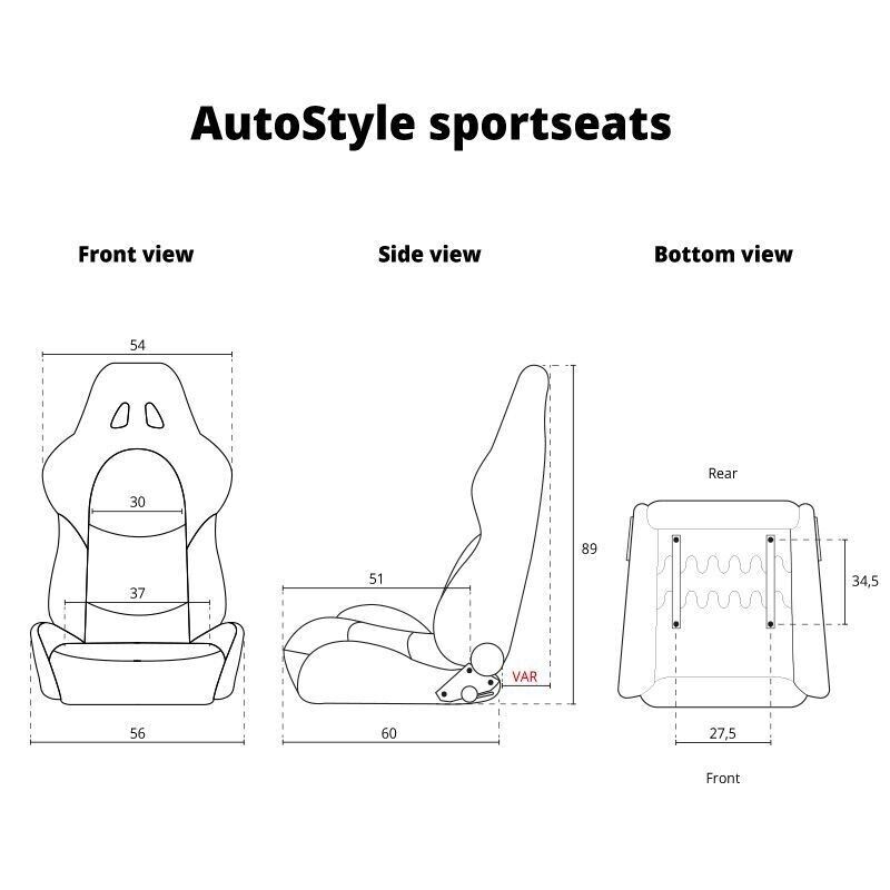 AUTOSTYLE PRO x1 Universal Bucket Seat Black Synth Leather Fibreglass Back