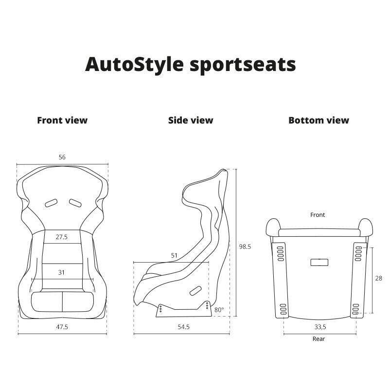 x1 Auto-Style FS Black Synth Leather Drift / Track / Rally / Fast Road Car / Racing Simulator Bucket Seat fiberglass hard back
