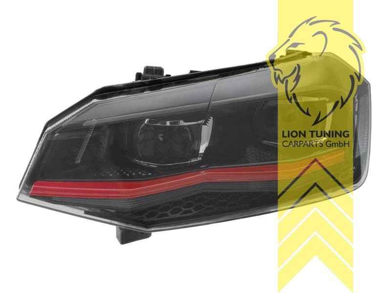 LT Pair LED Headlights Lightbar DRL VW Polo 2G AW AW1 BZ1 GTi 17+ Black Red LHD