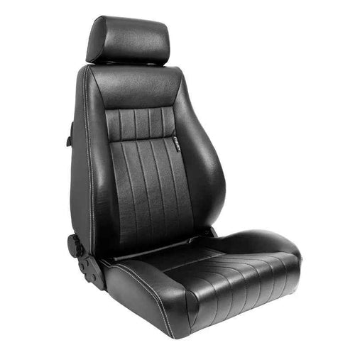 ATST x1 Retro Universal Classic Bucket Seats Black Synth Silver Stitch + slides