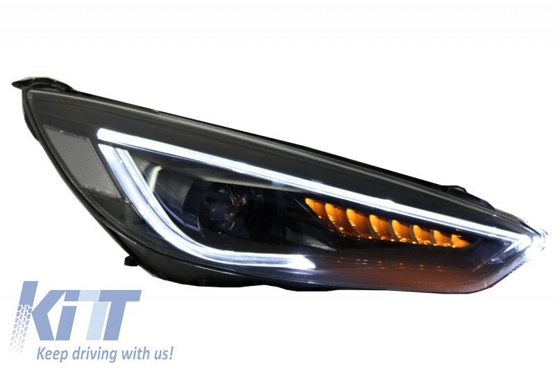KT Pair LED DRL Bi Xenon Dynamic Demon Headlights Ford Focus 3 Mk3 15-17 LHD
