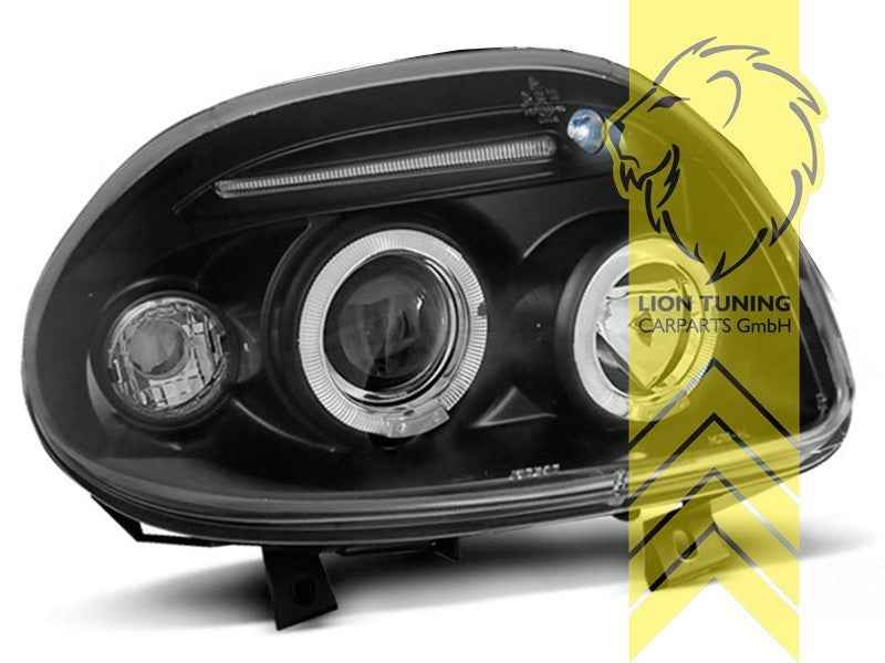 LTG Pair LED DRL Halo Ring Headlights Renault Clio A B57 C57 96-96 black LHD