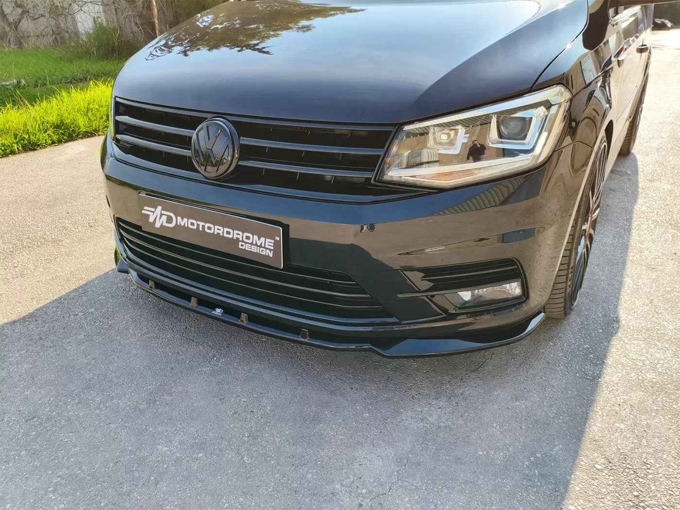 Motordrome Front Bumper Splitter Spoiler V2 VW Caddy Mk4 15-21 Glossy Black