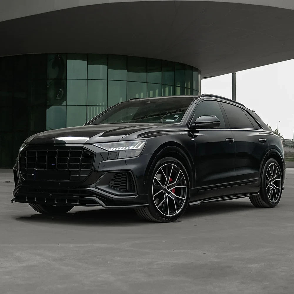 OW Front Bumper Lip Splitter Valance AUDI SQ8 / Q8 S-Line Mk1 18-23 Gloss Black