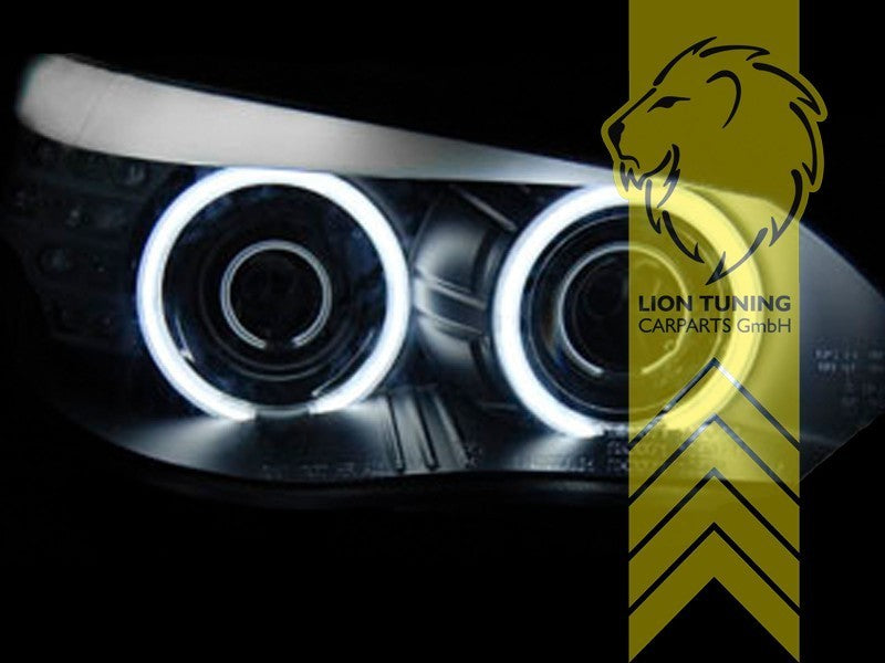 LT Pair LED DRL Halo Headlights BMW E60 Limo E61 Touring black XENON 05-07 LHD