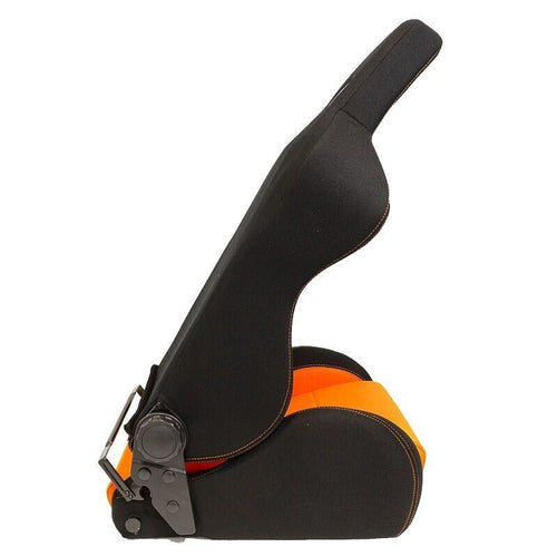 AUTOSTYLE Eco x1 Universal Sports Bucket Seat Black & Orange Stitch + runners