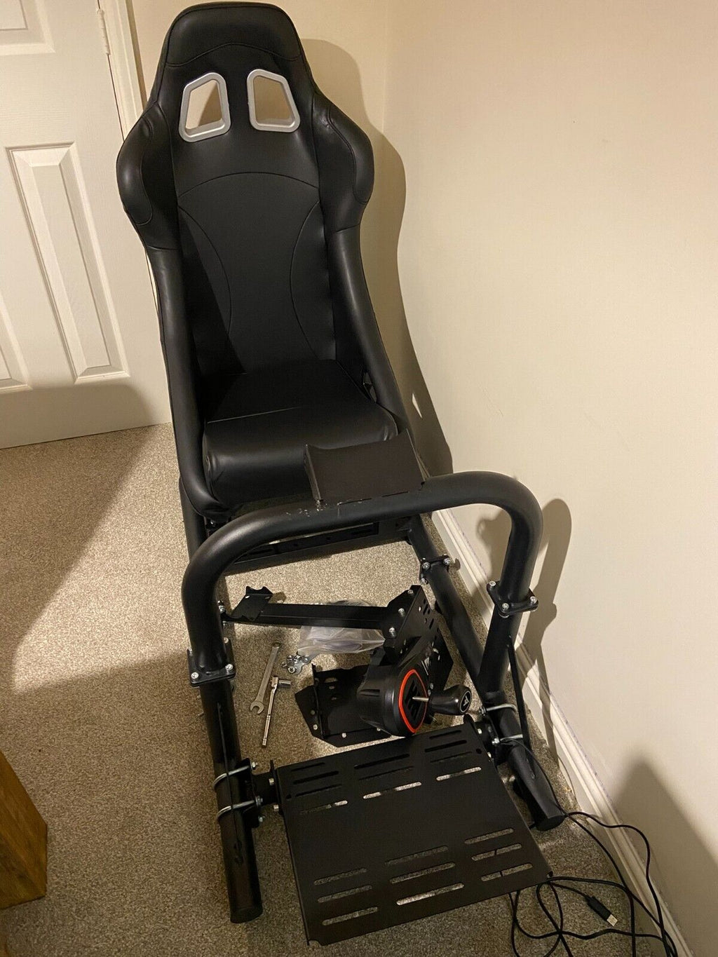 AUTOSTYLE BH x1 Single Universal Sports Bucket Seat Car Sim Fixed Back + slides