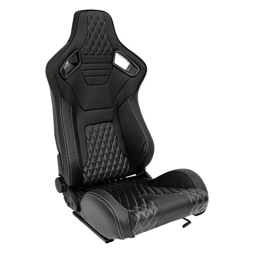 ATST x1 AK Universal Bucket Seats Quilted Silver Grey Diamond Stitch + slides