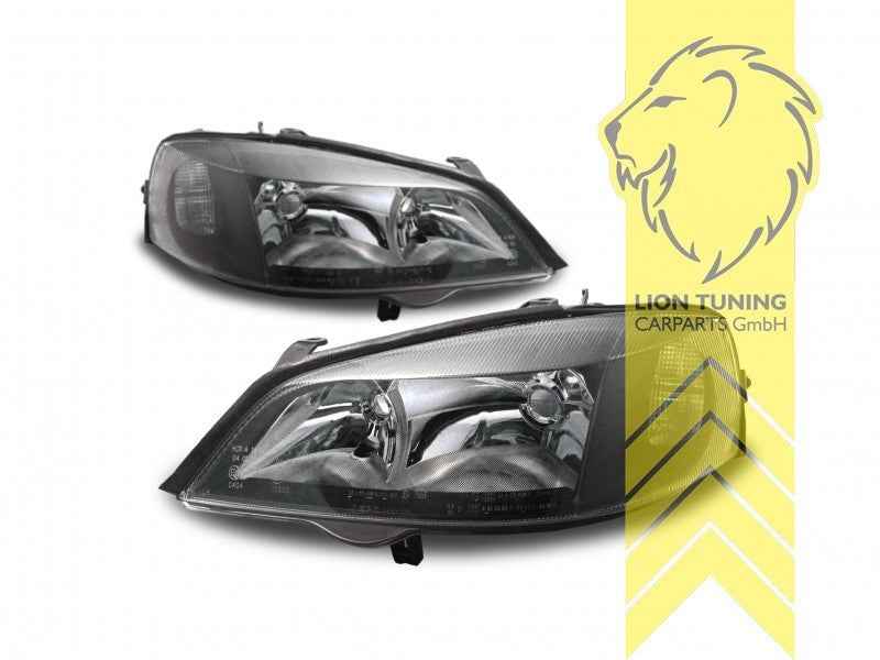 LTG Pair TYC Halogen Headlights Opel Vauxhall Astra G CC 98-05 black LHD