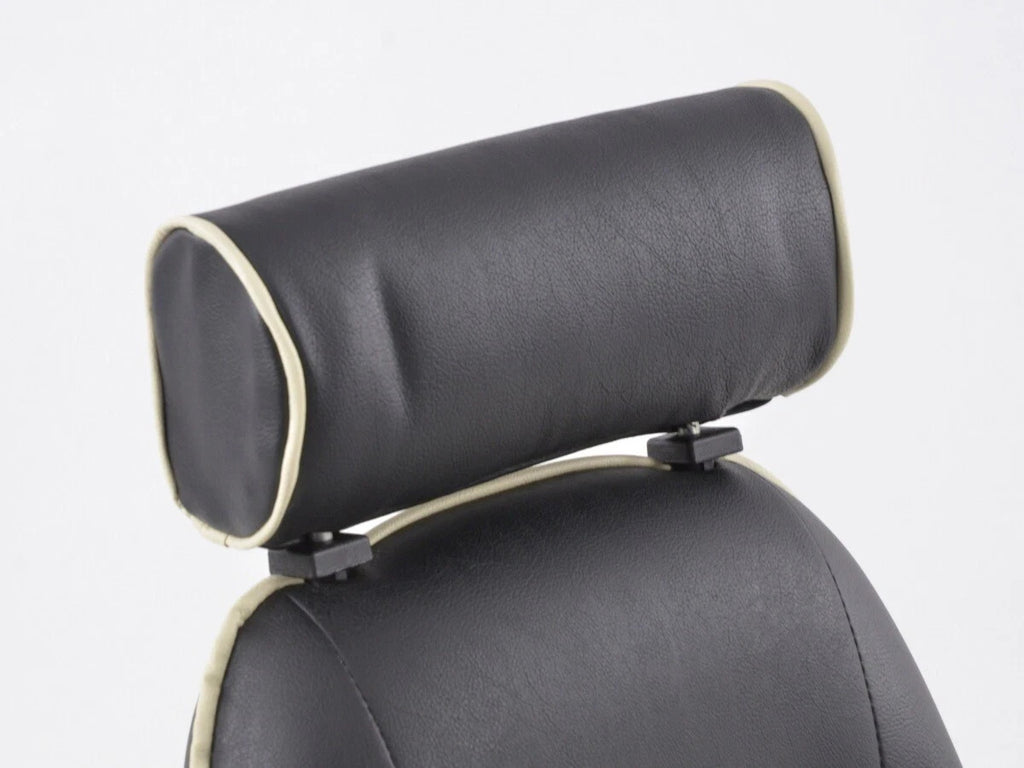 FKA Pair Bucket Seats Headrests White Piping Classic Car Retro Kit Vintage