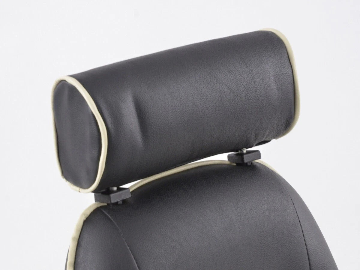 FKA Pair Bucket Seats Headrests White Piping Classic Car Retro Kit Vintage
