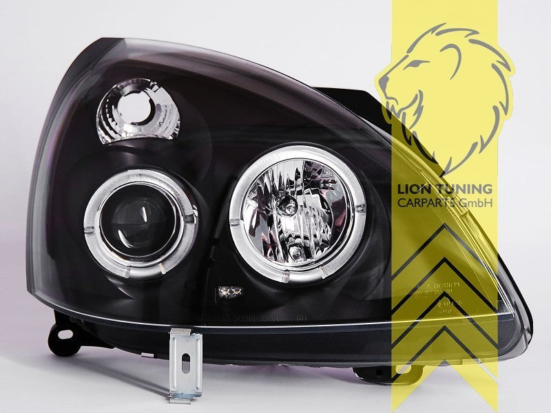 LT LED DRL Halo Ring Headlights Renault Clio MK2 2 B CB LB S 01-05 black LHD