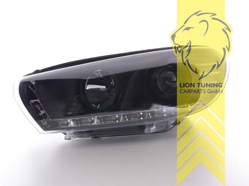 LT Pair LED DRL Lightbar Headlights VW Scirocco 3 MK3 137 138 08-14 black LHD