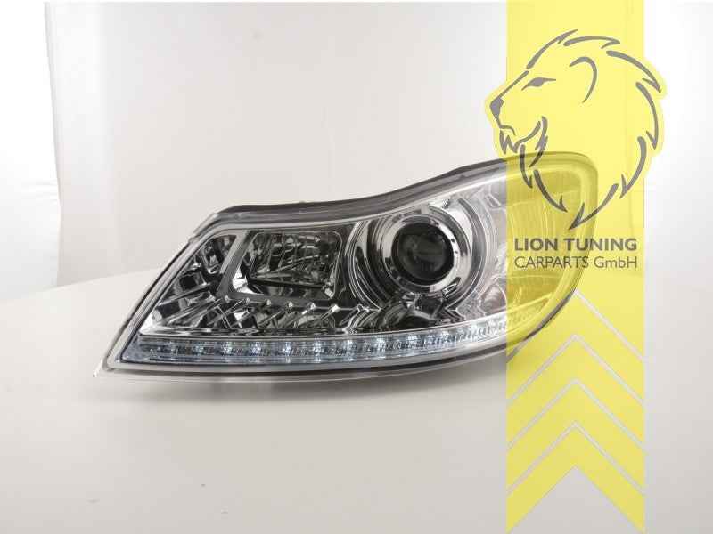 LTG Pair LED DRL Headlights Skoda Octavia 2 1Z Facelift 1Z3 1Z5 09-13 LHD