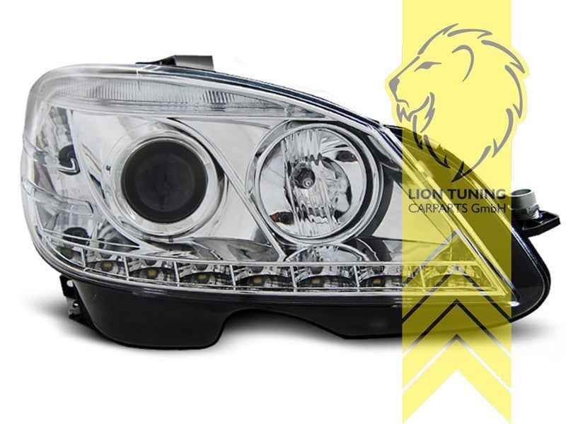LT LED DRL Lightbar Headlights Mercedes Benz W204 S204 C-Class 07-10 chrome LHD