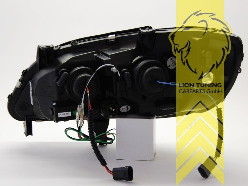 LT Pair LED DRL Halo Lightbar Headlights Opel Zafira A F75 Black 99-05 LHD