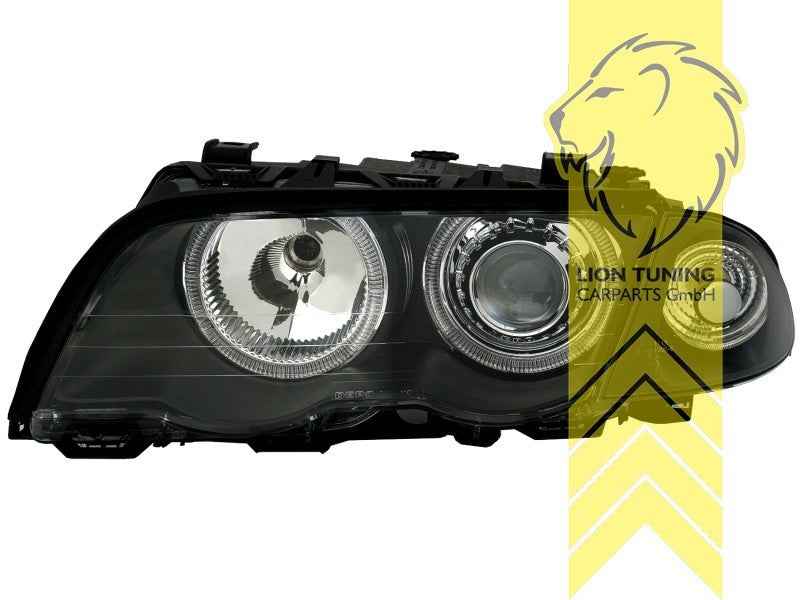 LTG DEPO Pair LED Halo Headlights BMW E46 Sedan Touring Black 98-01 RHD / LHD