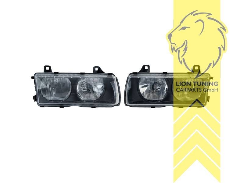 LTG Pair Hella Halogen Headlights BMW E36 Sedan Touring, Coupe Cabrio black 92+