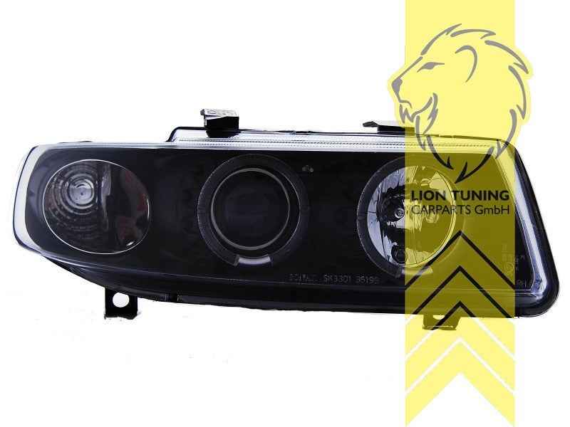 LTG Pair LED DRL Halo Ring Headlights Seat Leon 1M Toledo 2 98-06 black LHD