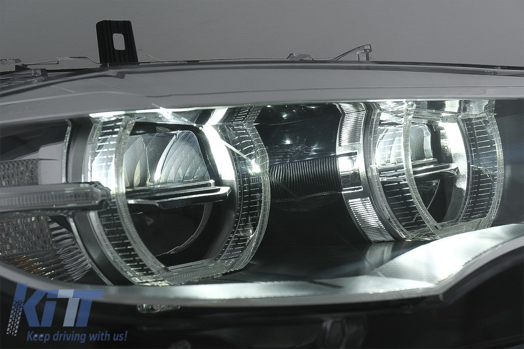 KT Pair LED DRL Headlights  Xenon Angel Eyes 3D Dual Halo BMW X6 E71 08-12 LHD