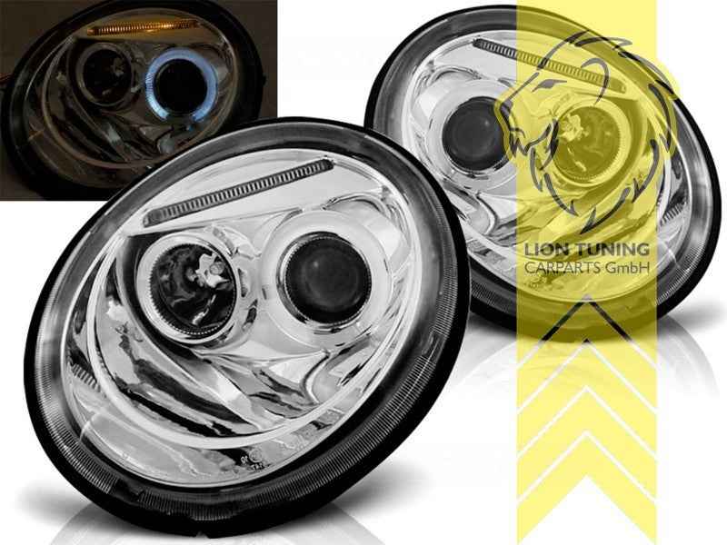 LTG Pair LED DRL Lightbar Headlights VW New Beetle 9C1 1C1 1Y7 98-05 Chrome LHD