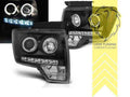 LTG Pair LED Halo DRL Headlights US Ford F150 MK12 F-150 08-14 Black EXPORT ONLY