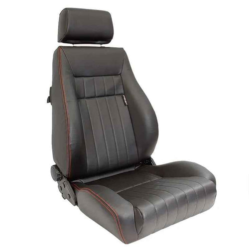 ATST x1 Retro Universal Classic Bucket Seats Black Synth Red Piping + slides
