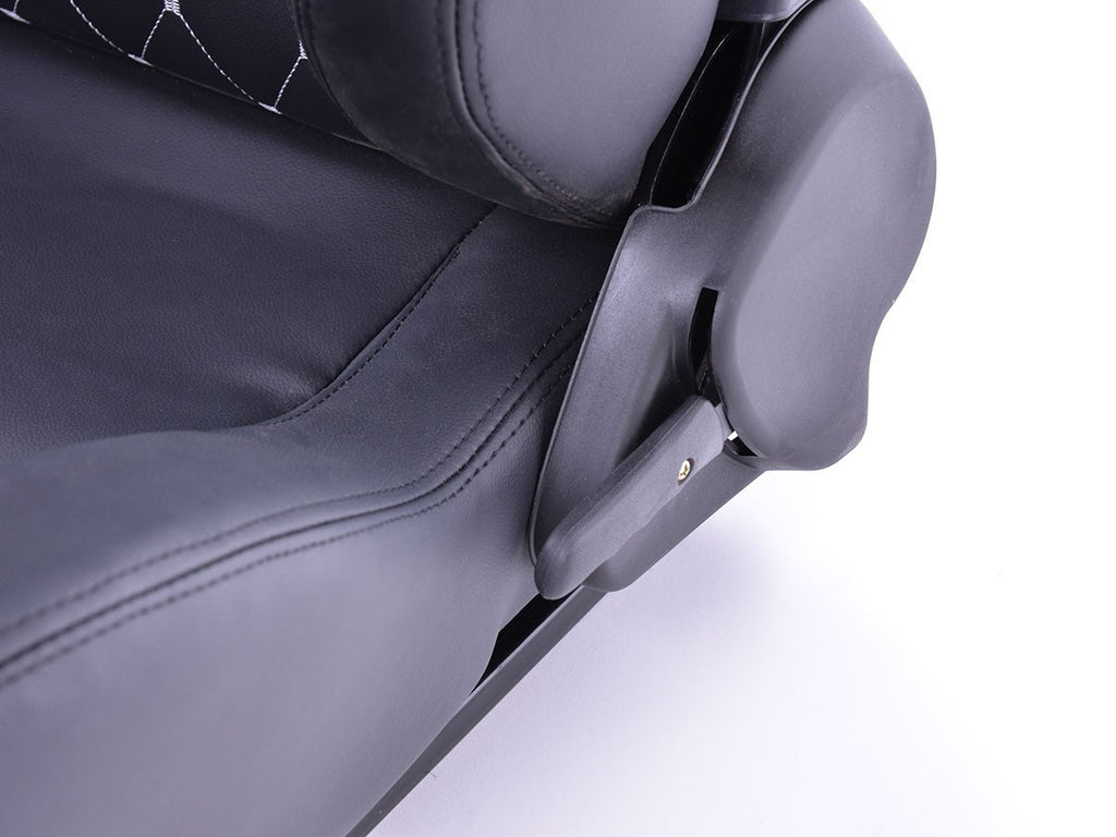 FKA Pair Universal Car Van Camper Bucket Seats black silver diam stitch edition