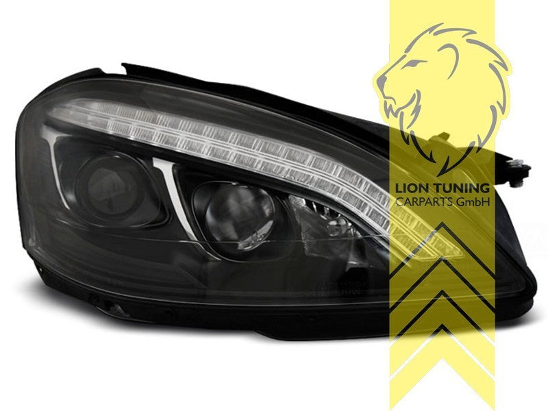 LT Pair Halogen LED DRL Halo Eye Headlights Mercedes W221 S-Kl 05-09 black LHD