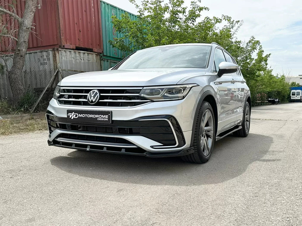 Motordrome Front Splitter Diffuser VW Tiguan R-Line Mk2 Facelift 20-24 Gloss Blk