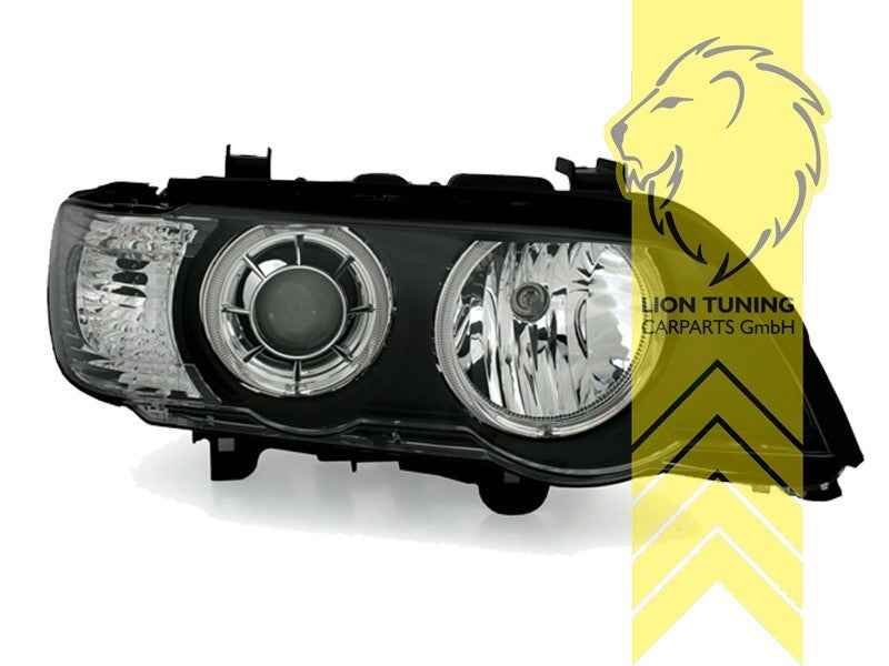 LT DEPO Pair LED DRL XENON Halo Lightbar Headlights BMW E53 X5 00-03 black LHD